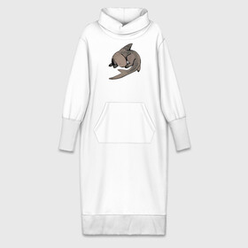 Платье удлиненное хлопок с принтом Спящая акула в Тюмени,  |  | акулёнок | акуло собака | милаха | питомец | сон
