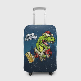 Чехол для чемодана 3D с принтом Пивозавр Санта в Тюмени, 86% полиэфир, 14% спандекс | двустороннее нанесение принта, прорези для ручек и колес | christmas | santa | дед мороз | динозавр | елка | зима | новый год | рождество | санта | снег | снежинка