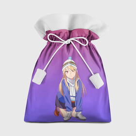 Подарочный 3D мешок с принтом девочка и коньки в Тюмени, 100% полиэстер | Размер: 29*39 см | Тематика изображения на принте: аниме | градиент | девочка | зима | коньки | милашка | рисунок