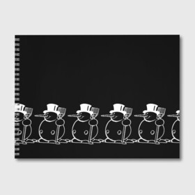 Альбом для рисования с принтом Снеговик на черном фоне в Тюмени, 100% бумага
 | матовая бумага, плотность 200 мг. | Тематика изображения на принте: snowman | зима | минимализм | новый год | снеговик