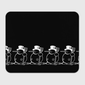 Прямоугольный коврик для мышки с принтом Снеговик на черном фоне в Тюмени, натуральный каучук | размер 230 х 185 мм; запечатка лицевой стороны | snowman | зима | минимализм | новый год | снеговик