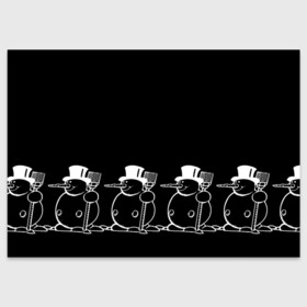 Поздравительная открытка с принтом Снеговик на черном фоне в Тюмени, 100% бумага | плотность бумаги 280 г/м2, матовая, на обратной стороне линовка и место для марки
 | Тематика изображения на принте: snowman | зима | минимализм | новый год | снеговик