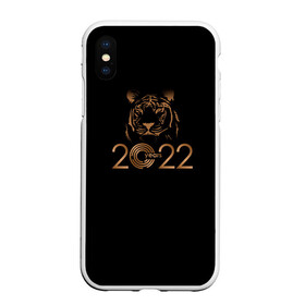 Чехол для iPhone XS Max матовый с принтом 2022 Tiger Bronze Theme в Тюмени, Силикон | Область печати: задняя сторона чехла, без боковых панелей | 2022 | год тигра | нг | новый год | подарки на новый год | праздник | рождество | тигр