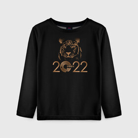 Детский лонгслив 3D с принтом 2022 Tiger Bronze Theme в Тюмени, 100% полиэстер | длинные рукава, круглый вырез горловины, полуприлегающий силуэт
 | 2022 | год тигра | нг | новый год | подарки на новый год | праздник | рождество | тигр