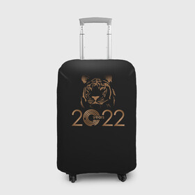 Чехол для чемодана 3D с принтом 2022 Tiger Bronze Theme в Тюмени, 86% полиэфир, 14% спандекс | двустороннее нанесение принта, прорези для ручек и колес | 2022 | год тигра | нг | новый год | подарки на новый год | праздник | рождество | тигр