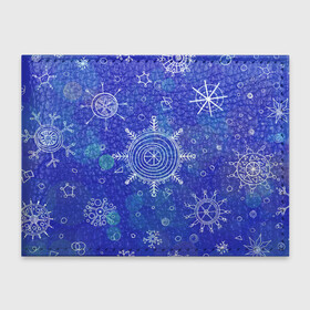 Обложка для студенческого билета с принтом Белые простые снежинки на синем фоне в Тюмени, натуральная кожа | Размер: 11*8 см; Печать на всей внешней стороне | белые снежинки | зимний | зимний паттерн | новогодний | паттерн со снежинками | светящееся снежинки | синий фон | снегопад | снегопад на синем фоне | снежинки | снежинки карандашом