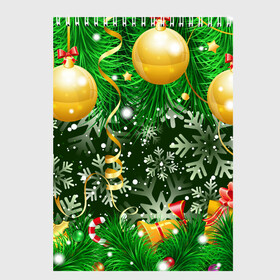 Скетчбук с принтом Новогоднее Настроение (Елка) в Тюмени, 100% бумага
 | 48 листов, плотность листов — 100 г/м2, плотность картонной обложки — 250 г/м2. Листы скреплены сверху удобной пружинной спиралью | Тематика изображения на принте: 2022 | елка | елочные игрушки | елочные шарики | зимнее настроение | новогоднее настроение | новый год | новый год 2022 | снежинки