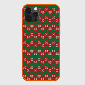 Чехол для iPhone 12 Pro с принтом Knitted Snowflake Pattern в Тюмени, силикон | область печати: задняя сторона чехла, без боковых панелей | background | christmas | geometry | knitted pattern | new year | pattern | snowflakes | texture | вязаный узор | геометрия | новый год | паттерн | рождество | снежинки | текстура | узор | фон