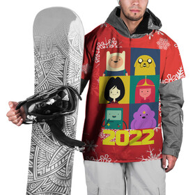 Накидка на куртку 3D с принтом Новогоднее Время Приключений 2022 в Тюмени, 100% полиэстер |  | Тематика изображения на принте: 2022 | adventure time | new year | время приключений | зима | праздник