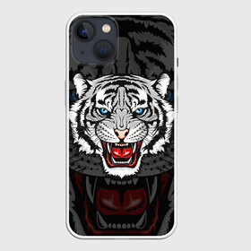 Чехол для iPhone 13 с принтом ЧЁРНЫЙ ТИГР | BLACK TIGER УЗОР в Тюмени,  |  | 2022 | beast | merry christmas | new year | red bow | santa hat | snow | tiger | winter | winter is coming | year of the tiger | год тигра | дед мороз | животные | звери | зверь | зима | зима 2022 | зима близко | новог | новогодни