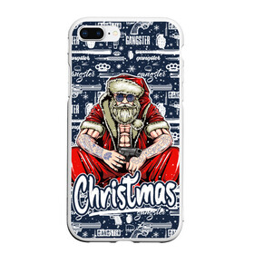 Чехол для iPhone 7Plus/8 Plus матовый с принтом Гангстер Санта Клаус   Santa Claus Gangster в Тюмени, Силикон | Область печати: задняя сторона чехла, без боковых панелей | christmas | бита | гангстер | дед мороз | кастет | новый год | нож | оружие | пистолет | рождество | санта | снежинка