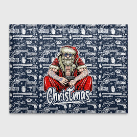 Обложка для студенческого билета с принтом Гангстер Санта Клаус   Santa Claus Gangster в Тюмени, натуральная кожа | Размер: 11*8 см; Печать на всей внешней стороне | christmas | бита | гангстер | дед мороз | кастет | новый год | нож | оружие | пистолет | рождество | санта | снежинка