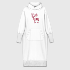 Платье удлиненное хлопок с принтом Снежный Олень в Тюмени,  |  | волшебный олень | животное | новый год | олень | снежинки | снежный олень