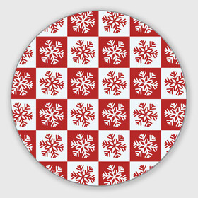 Круглый коврик для мышки с принтом Шахматные Снежинки в Тюмени, резина и полиэстер | круглая форма, изображение наносится на всю лицевую часть | зима | новогоднее настроение | новый год | снежинки | шахматные снежинки | шахматы