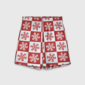 Детские спортивные шорты 3D с принтом Шахматные Снежинки в Тюмени,  100% полиэстер
 | пояс оформлен широкой мягкой резинкой, ткань тянется
 | зима | новогоднее настроение | новый год | снежинки | шахматные снежинки | шахматы