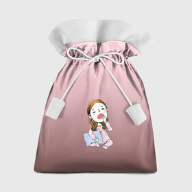 Подарочный 3D мешок с принтом Сонная зевающая девочка в Тюмени, 100% полиэстер | Размер: 29*39 см | внутренний ребенок | девочка | зев | зевать | зевающая | зима | отдых | пижама | подушечка | сон | сонная | спячка | усталость