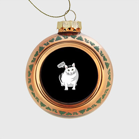 Стеклянный ёлочный шар с принтом КОТ БЕНДЕР (МЕМ) в Тюмени, Стекло | Диаметр: 80 мм | Тематика изображения на принте: bender | cat | meme | memes | meow | бендер | кот | кошка | мем | мемы | мяй | толстый