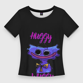 Женская футболка 3D Slim с принтом Poppy Playtime Huggy Хагги Вагги в Тюмени,  |  | huggy wuggy | poppy playtime | монстр | фабрика игрушек | хагги вагги