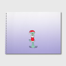 Альбом для рисования с принтом Дед Сквиди Санта мороз в Тюмени, 100% бумага
 | матовая бумага, плотность 200 мг. | Тематика изображения на принте: дед мороз | микс образов | мультфильм | настроение | оссьминог | персонаж | праздник | санта клаус | сквидвард | старикашка | сухой старик | шапка санты