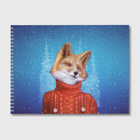 Альбом для рисования с принтом НОВОГОДНИЙ ЛИС | CHRISTMAS FOX в Тюмени, 100% бумага
 | матовая бумага, плотность 200 мг. | 2022 | christmas | fox | merry | new | snow | winter | year | год | зима | лис | лиса | лисица | новый | рождество | рыжая | рыжий | снег