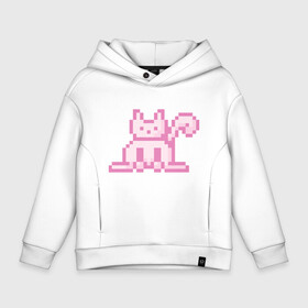 Детское худи Oversize хлопок с принтом Розовый пиксельный кот (Pink pixel cat) в Тюмени, френч-терри — 70% хлопок, 30% полиэстер. Мягкий теплый начес внутри —100% хлопок | боковые карманы, эластичные манжеты и нижняя кромка, капюшон на магнитной кнопке | anime | cat | pink | pixel | pixel art | аниме | кот | писель | писель арт | розовый