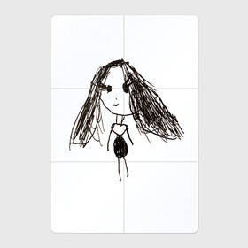 Магнитный плакат 2Х3 с принтом Прикольная девочка в Тюмени, Полимерный материал с магнитным слоем | 6 деталей размером 9*9 см | Тематика изображения на принте: гелиевая ручка | девочка | детский рисунок | паста | прикол | прикольный рисунок | рисунок | рисунок ручкой | ручка | черно белые