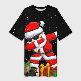 Платье-футболка 3D с принтом SANTA, DAB в Тюмени,  |  | 2021 | 2022 | bad | christmas | dab | happy | merry | merry christmas | new year | santa | snow | sweater | ugly christmas | winter | деб | дэб | зима | новогодний | новогодняя | новый год | рождественский | рождественский свитер | рождеств