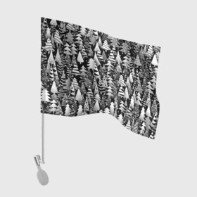Флаг для автомобиля с принтом Лес абстрактных ёлок в Тюмени, 100% полиэстер | Размер: 30*21 см | абстракция | ёлка | ель | лес | новогодний | новый год | паттерн | рождество | снег | снежинки | чернобелый