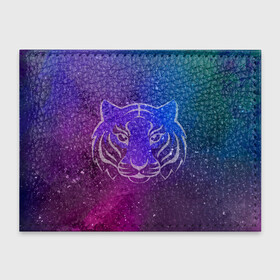 Обложка для студенческого билета с принтом Космический тигр COSMO в Тюмени, натуральная кожа | Размер: 11*8 см; Печать на всей внешней стороне | tiger | восточный тигр | год тигра | космический | космос | кошка | тигр | тигренок | хищник