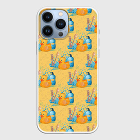 Чехол для iPhone 13 Pro Max с принтом Утенок чистюля паттерн в Тюмени,  |  | уборка | утенок | утка | чистота | чистюля