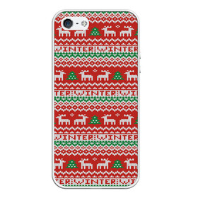 Чехол для iPhone 5/5S матовый с принтом Deer Christmas Pattern в Тюмени, Силикон | Область печати: задняя сторона чехла, без боковых панелей | background | christmas | christmas pattern | deer | herringbone | holiday | knitted pattern | new year | pattern | texture | tree | вязаный узор | елка | елочка | новогодний узор | новый год | олени | паттерн | праздник | рождество | текстура | узор | фон