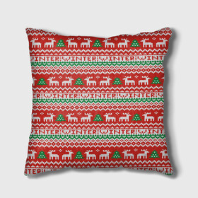 Подушка 3D с принтом Deer Christmas Pattern в Тюмени, наволочка – 100% полиэстер, наполнитель – холлофайбер (легкий наполнитель, не вызывает аллергию). | состоит из подушки и наволочки. Наволочка на молнии, легко снимается для стирки | Тематика изображения на принте: background | christmas | christmas pattern | deer | herringbone | holiday | knitted pattern | new year | pattern | texture | tree | вязаный узор | елка | елочка | новогодний узор | новый год | олени | паттерн | праздник | рождество | текстура | узор | фон