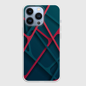 Чехол для iPhone 13 Pro с принтом Серо красные нити в Тюмени,  |  | абстракция | линии | нити | паутина | пересечение