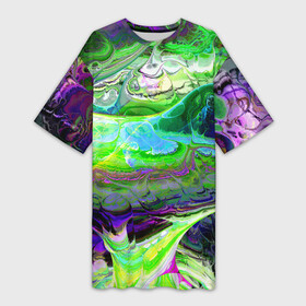 Платье-футболка 3D с принтом ТОКСИЧНЫЕ ОТХОДЫ  НЕОНОВЫЙ ЗАЛИВ в Тюмени,  |  | neon | жидкость | залив | зеленый | ликвид | море | неон | неоновый | отходы | токсик | токсичный