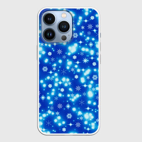 Чехол для iPhone 13 Pro с принтом Сверкающие снежинки в Тюмени,  |  | blue | christmas | cold | ice | new year | snow | snowflakes | stars | winter | блеск | звезды | зима | зимний орнамент | иней | космические снежинки | кристаллы | лед | мороз | новогодний узор | новый год | подарок | рождество