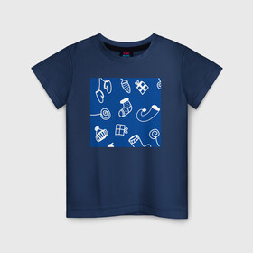 Детская футболка хлопок с принтом Простой НГ паттерн в Тюмени, 100% хлопок | круглый вырез горловины, полуприлегающий силуэт, длина до линии бедер | нг | новогодний | новый год | паттерн | праздничный | рождество | синий
