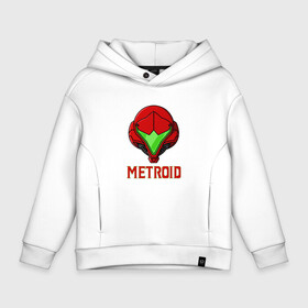 Детское худи Oversize хлопок с принтом Metroid Dread Head в Тюмени, френч-терри — 70% хлопок, 30% полиэстер. Мягкий теплый начес внутри —100% хлопок | боковые карманы, эластичные манжеты и нижняя кромка, капюшон на магнитной кнопке | Тематика изображения на принте: game | logo | mercurysteam | metroid dread | metroid fusion | игра | компьютерная игра | лого | логотип | метроид дреад | мэтройдо дореддо | эмблема