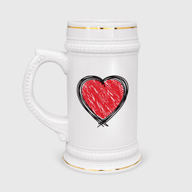 Кружка пивная с принтом Doodle Heart в Тюмени,  керамика (Материал выдерживает высокую температуру, стоит избегать резкого перепада температур) |  объем 630 мл | граффити | карандаш | любовь | набросок | рисунок | сердце | эских