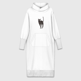 Платье удлиненное хлопок с принтом Рисованная кошка в Тюмени,  |  | black | cat | кот | рисунок | черный