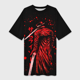 Платье-футболка 3D с принтом Katana Man (Chainsaw Man) в Тюмени,  |  | chainsaw man | katana man | samurai sword | аниме | бензопила | демон | манга | человек катана | человекбензопила