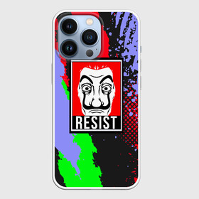 Чехол для iPhone 13 Pro с принтом La Casa de Papel Resist. в Тюмени,  |  | bella ciao | berlin | bum bum ciao | dali | la casa de papel | money heist | nairobi | netflix | professor | resisten | somos la resistencia | tokyo | белла чао | берлин | бум бум чао | бумажный дом | дали | лиссабон | маска дали | наироби |