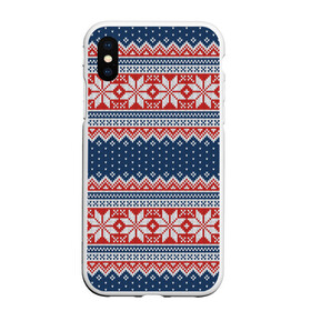 Чехол для iPhone XS Max матовый с принтом Knitted Pattern в Тюмени, Силикон | Область печати: задняя сторона чехла, без боковых панелей | Тематика изображения на принте: background | christmas | holiday | knitted pattern | new year | pattern | snowflakes | texture | вязаный узор | новый год | паттерн | праздник | рождество | снежинки | текстура | узор | фон