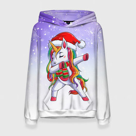 Женская толстовка 3D с принтом Xmas Unicorn Dabbing   Рождественский Единорог Даб в Тюмени, 100% полиэстер  | двухслойный капюшон со шнурком для регулировки, мягкие манжеты на рукавах и по низу толстовки, спереди карман-кенгуру с мягким внутренним слоем. | christmas | dabbing | santa | unicorn | даббинг | дед мороз | единорог | зима | новый год | радуга | радужный | рождество | санта | снег | снежинка | юникорн