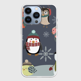 Чехол для iPhone 13 Pro с принтом НОВОГОДНИЙ ПАТТЕРН ЖИВОТНЫЕ в Тюмени,  |  | животные | зима | лес | новый год | олени | праздник | рождество | снег | снеговик | снежинки | сова