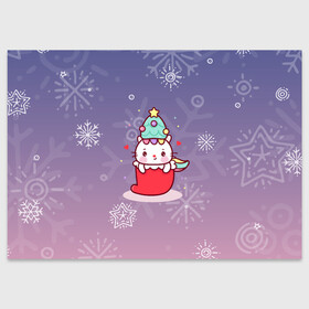 Поздравительная открытка с принтом Happy New Year 2022. Сat 1 в Тюмени, 100% бумага | плотность бумаги 280 г/м2, матовая, на обратной стороне линовка и место для марки
 | 2022 | 22 | cat | happy new year | holiday | new year | гирлянда | кот | котенок | новый год | праздник | рождество