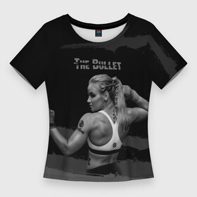Женская футболка 3D Slim с принтом Валентина The Bullet в Тюмени,  |  | bullet | девушка | надпись | прозвище | руки | спина | шевченко