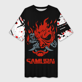 Платье-футболка 3D с принтом CYBERPUNK 2077  самураи. в Тюмени,  |  | cd project red | cyberpunk 2077 | keanu reeves | samurai | the witcher | ведьмак | киану ривз | киберпанк 2077 | самураи
