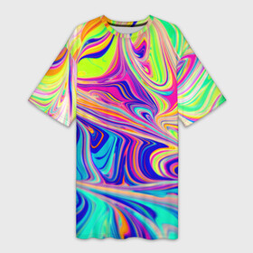 Платье-футболка 3D с принтом Аномально яркие цветные разводы в Тюмени,  |  | кислотные цвета | маслянная плёнка | обстакция | разводы iphone | цветные разводы | ядовитые цвета | яркие цвета