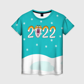 Женская футболка 3D с принтом Надпись 2022 Новый год в Тюмени, 100% полиэфир ( синтетическое хлопкоподобное полотно) | прямой крой, круглый вырез горловины, длина до линии бедер | 2022 | год тигра | новый год | новый год 2022 | символ года | тигр | тигренок | тигрица | тигры