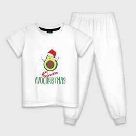 Детская пижама хлопок с принтом AVOCHRISTMAS | AVOCADO в Тюмени, 100% хлопок |  брюки и футболка прямого кроя, без карманов, на брюках мягкая резинка на поясе и по низу штанин
 | 2022 | avocado | avochristmas | christmas | cold | klaus | merry | new | santa | snow | winter | year | авокадо | год | дед | зима | клаус | мороз | новый | рождество | санта | снег | холод